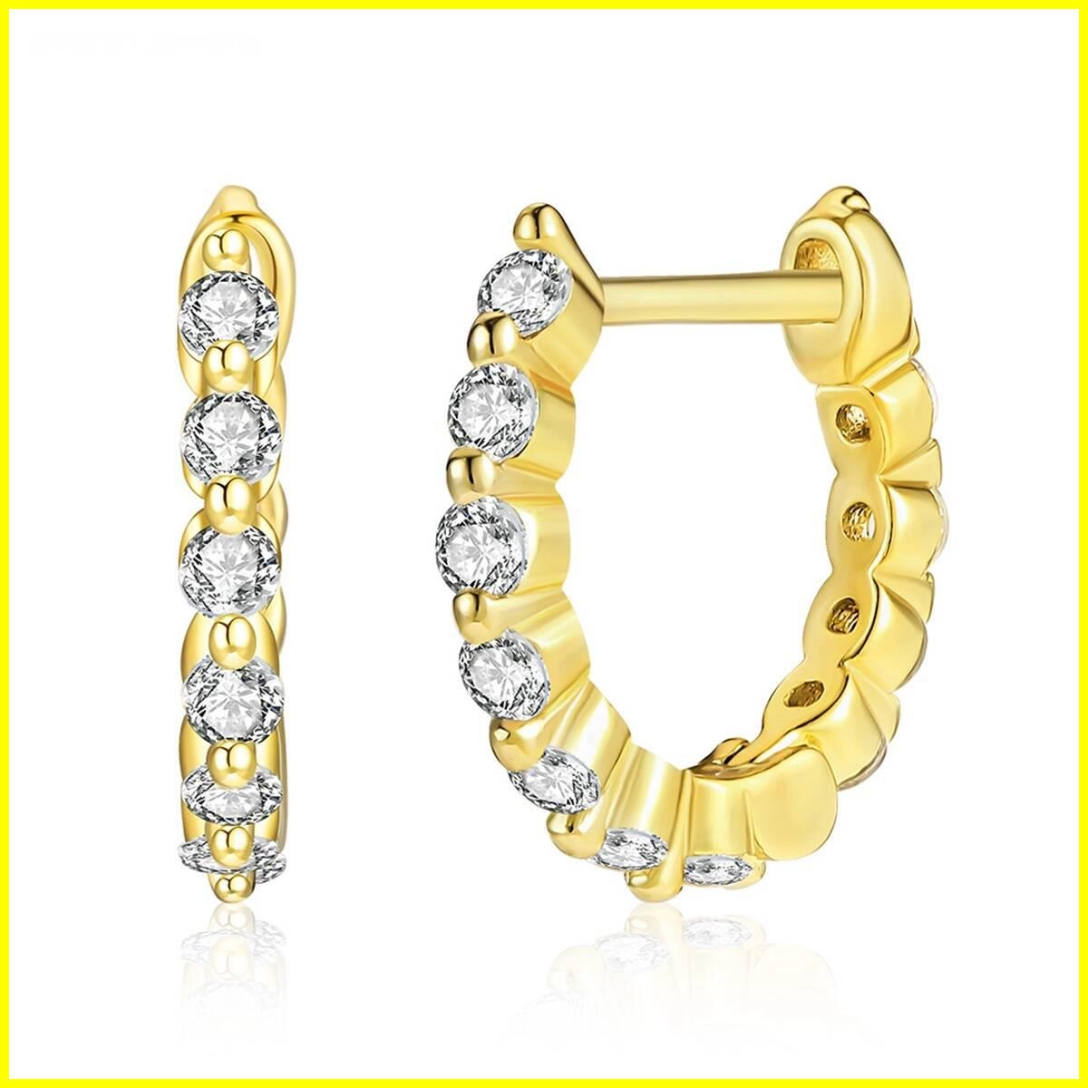 18K Gold Zircon Brass Hoop Stud Earrings 1 - Zhefan Jewelry