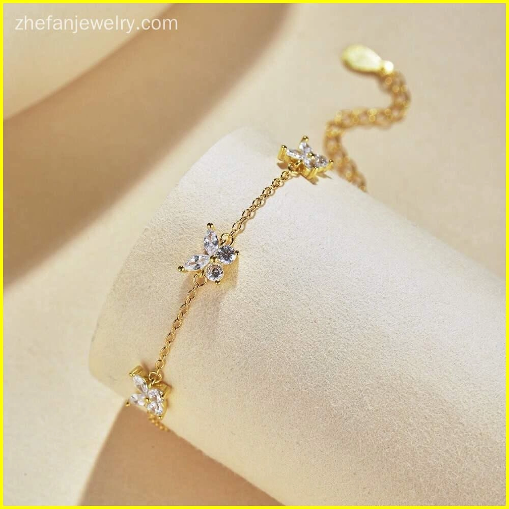 925 Silver Butterfly Bracelet with Cubic Zirconia 2 - Zhefan Jewelry