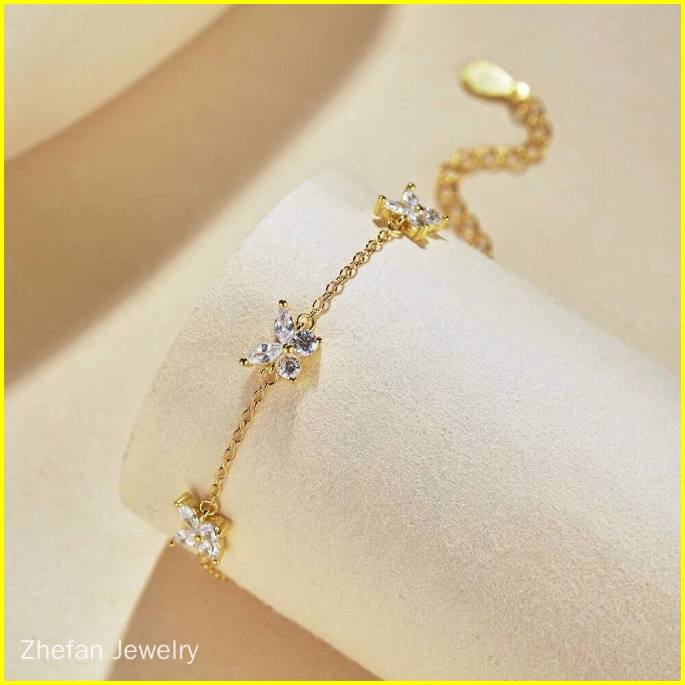 925 Silver Butterfly Bracelet with Cubic Zirconia 2 - Zhefan Jewelry