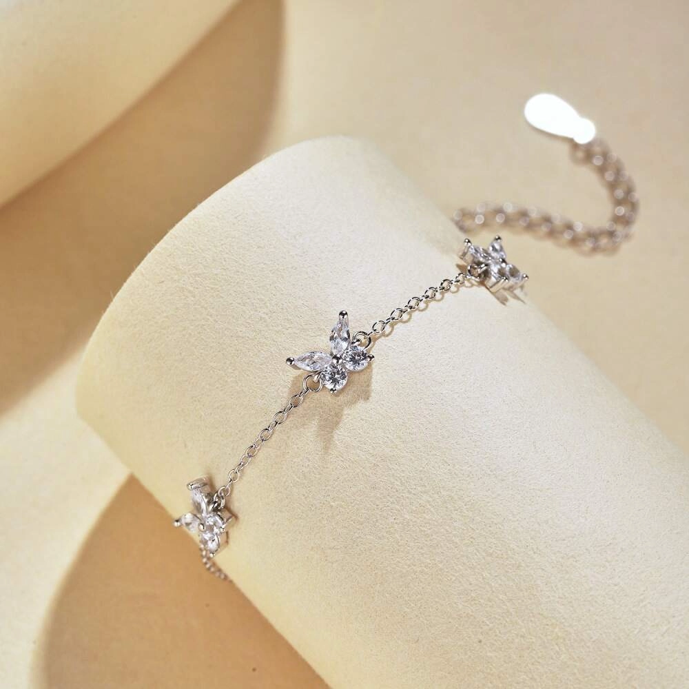 925 Silver Butterfly Bracelet with Cubic Zirconia 3 - Zhefan Jewelry 925 Silver Butterfly Bracelet with Cubic Zirconia 3 - Zhefan Jewelry