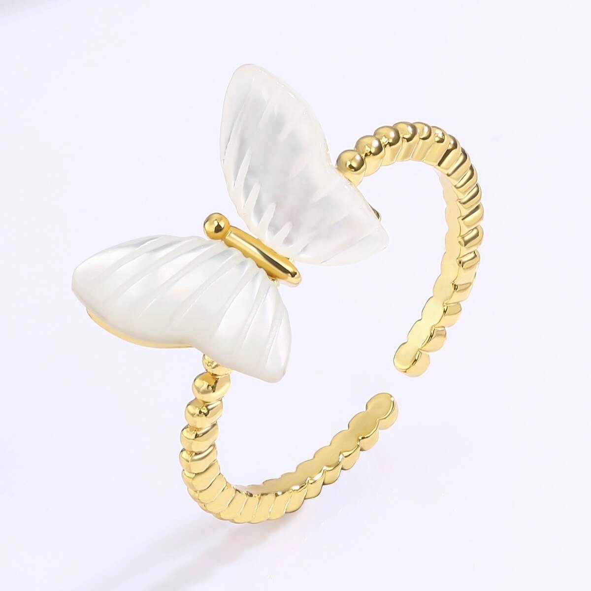 Adjustable Butterfly Ring Gold Plated for Women 2