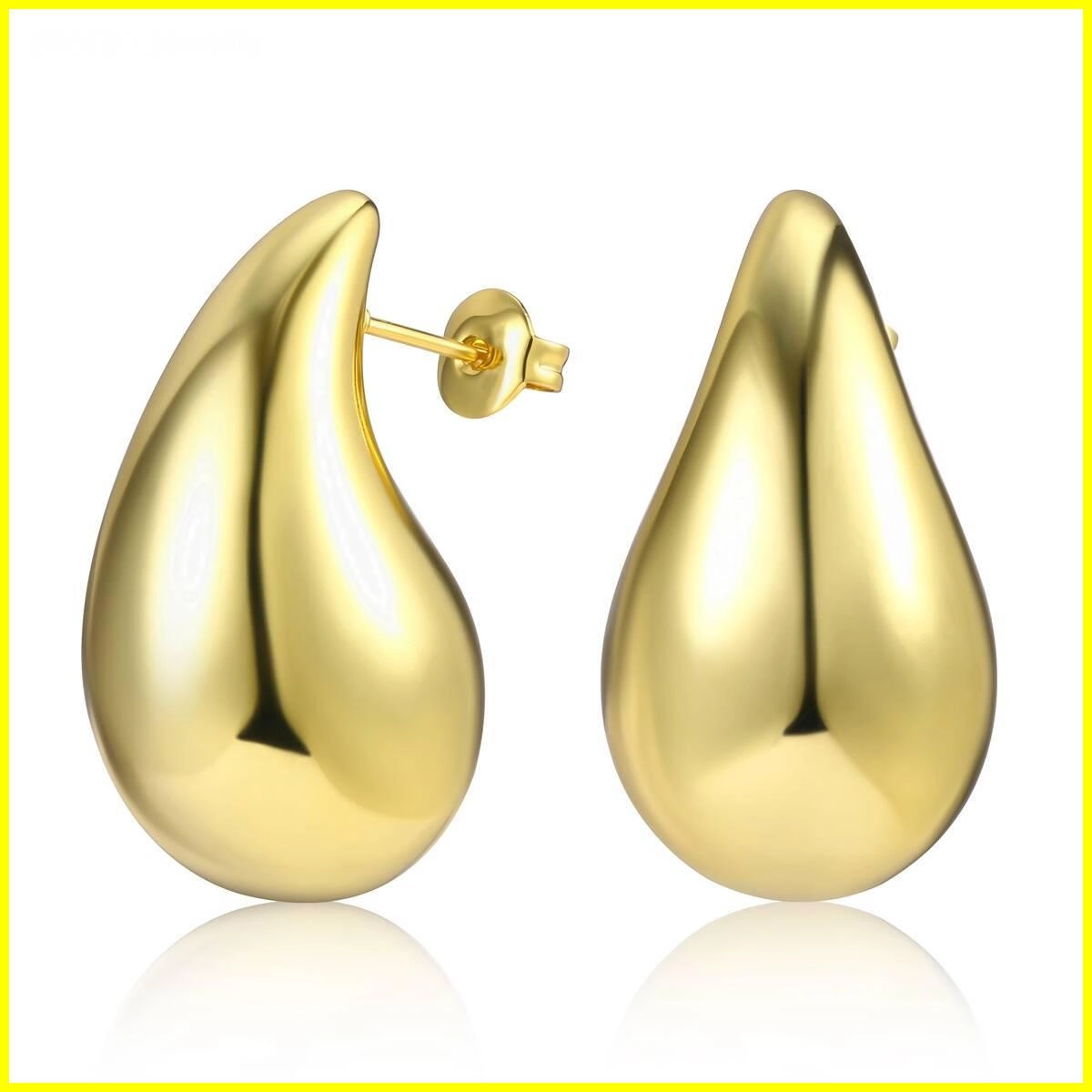 Chunky Gold Teardrop Hollow Out Stud Earrings 1 - Zhefan Jewelry