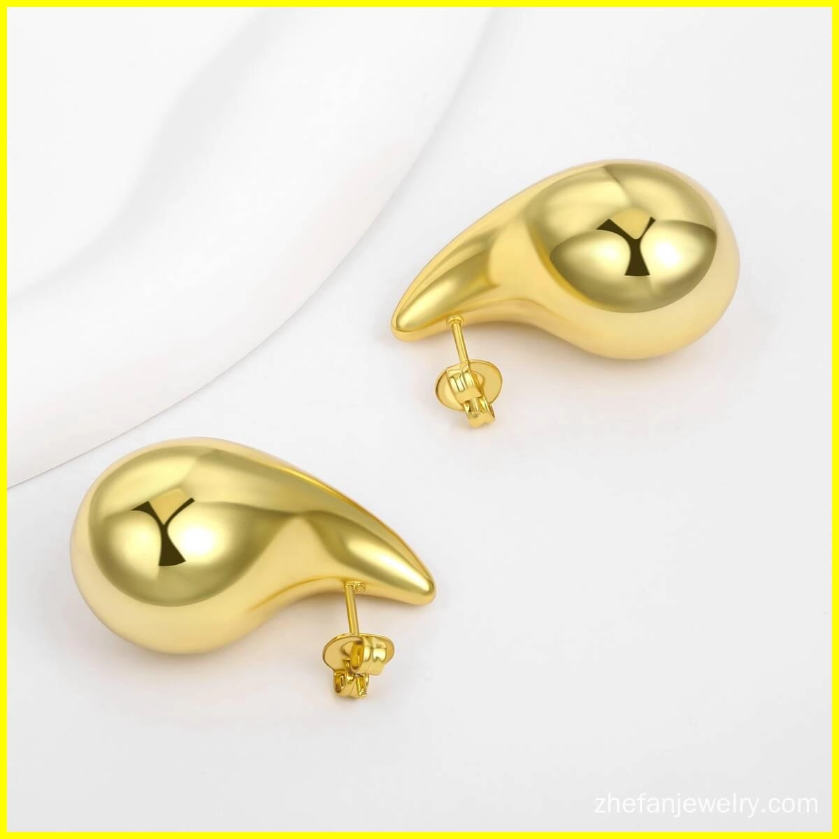 Chunky Gold Teardrop Hollow Out Stud Earrings 5 - Zhefan Jewelry