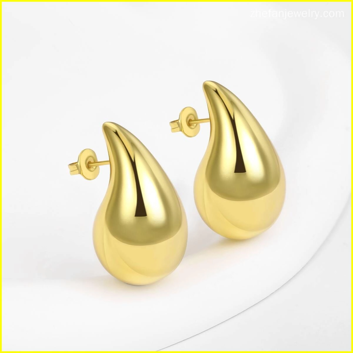 Chunky Gold Teardrop Hollow Out Stud Earrings 6 - Zhefan Jewelry