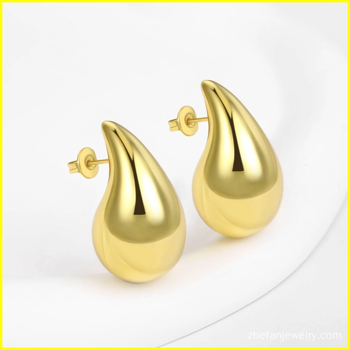 Chunky Gold Teardrop Hollow Out Stud Earrings 6 - Zhefan Jewelry