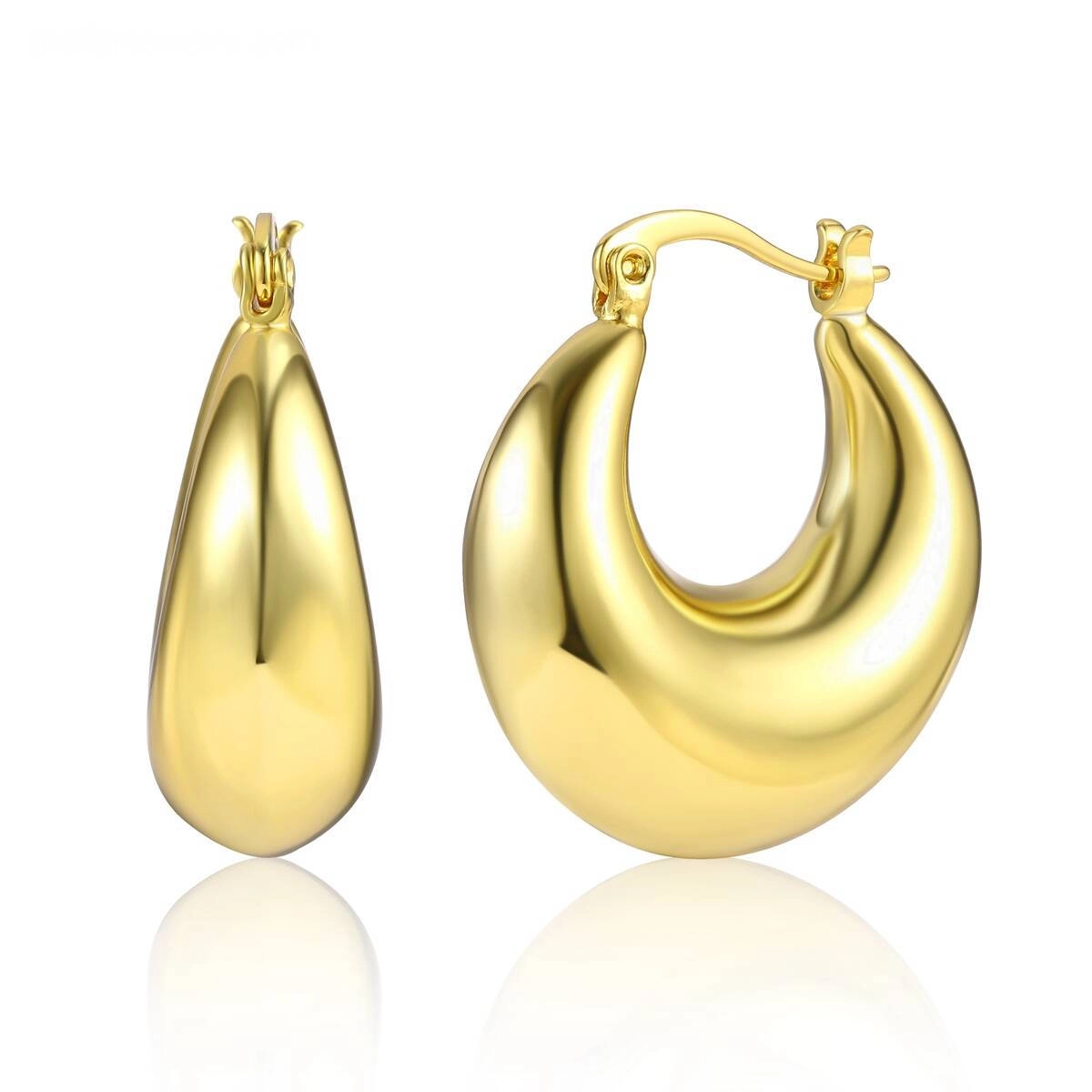Chunky Hoop Earrings Gold Plated Jewelry 1 - Zhefan Jewelry