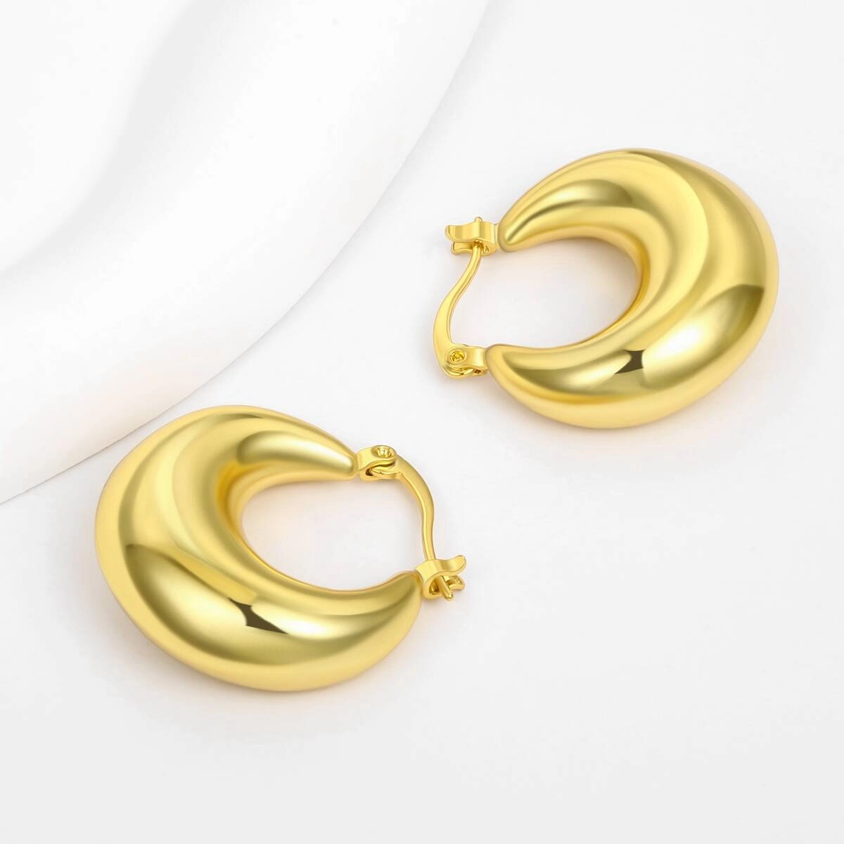 Chunky Hoop Earrings Gold Plated Jewelry 2 - Zhefan Jewelry Chunky Hoop Earrings Gold Plated Jewelry 2 - Zhefan Jewelry