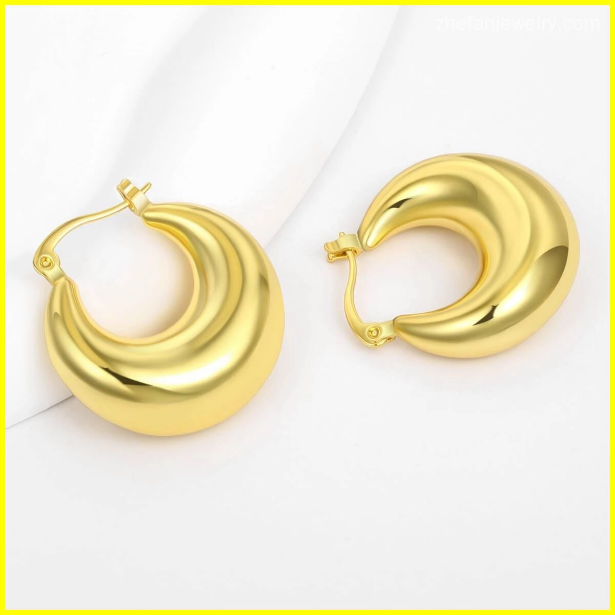 Chunky Hoop Earrings Gold Plated Jewelry 4 - Zhefan Jewelry