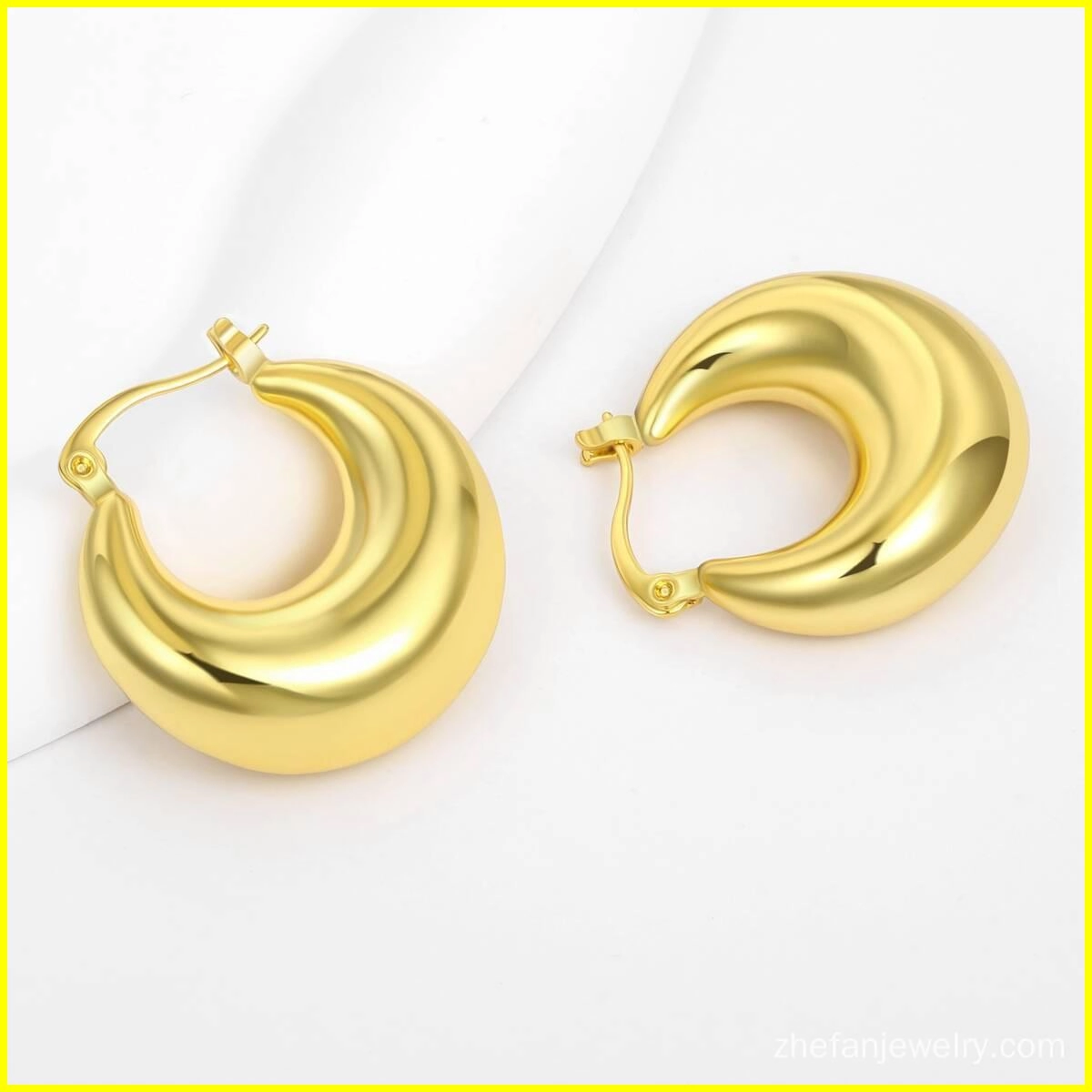 Chunky Hoop Earrings Gold Plated Jewelry 4 - Zhefan Jewelry