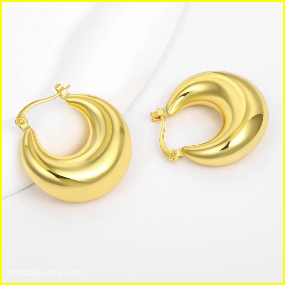 Chunky Hoop Earrings Gold Plated Jewelry 4 - Zhefan Jewelry
