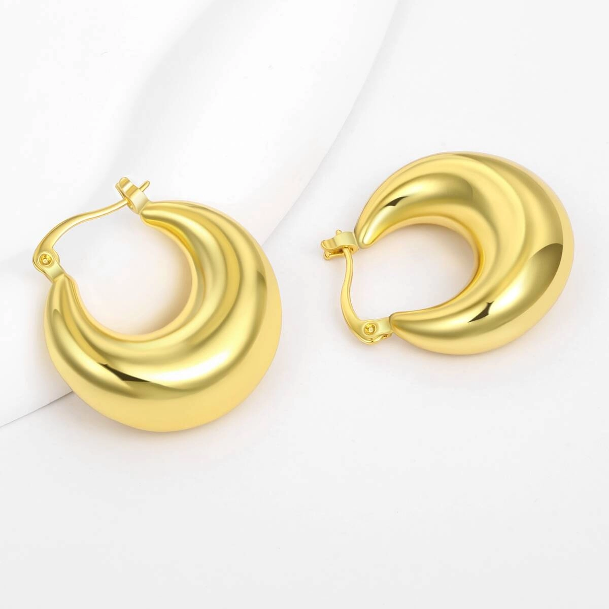 Chunky Hoop Earrings Gold Plated Jewelry 4 - Zhefan Jewelry Chunky Hoop Earrings Gold Plated Jewelry 4 - Zhefan Jewelry