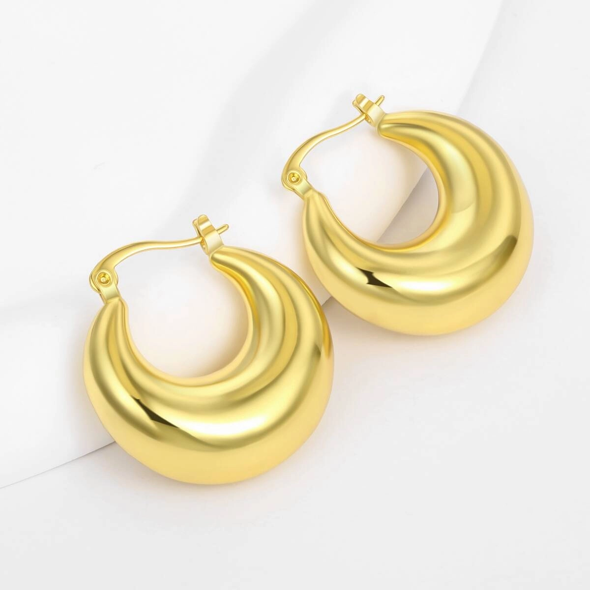 Chunky Hoop Earrings Gold Plated Jewelry 5