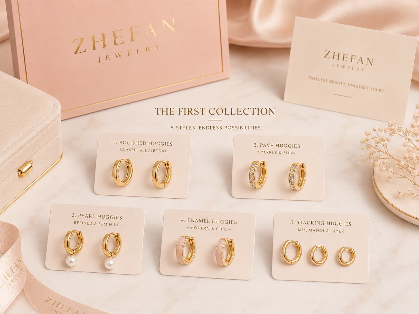 Custom brass huggie earrings collection plan for new jewelry brands