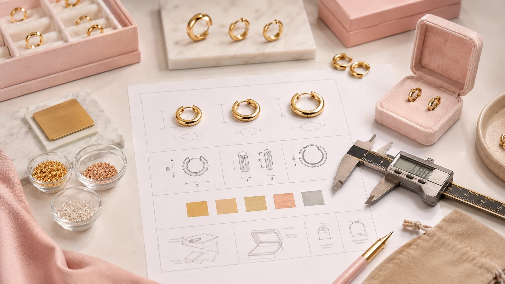Custom brass huggie earrings specification checklist