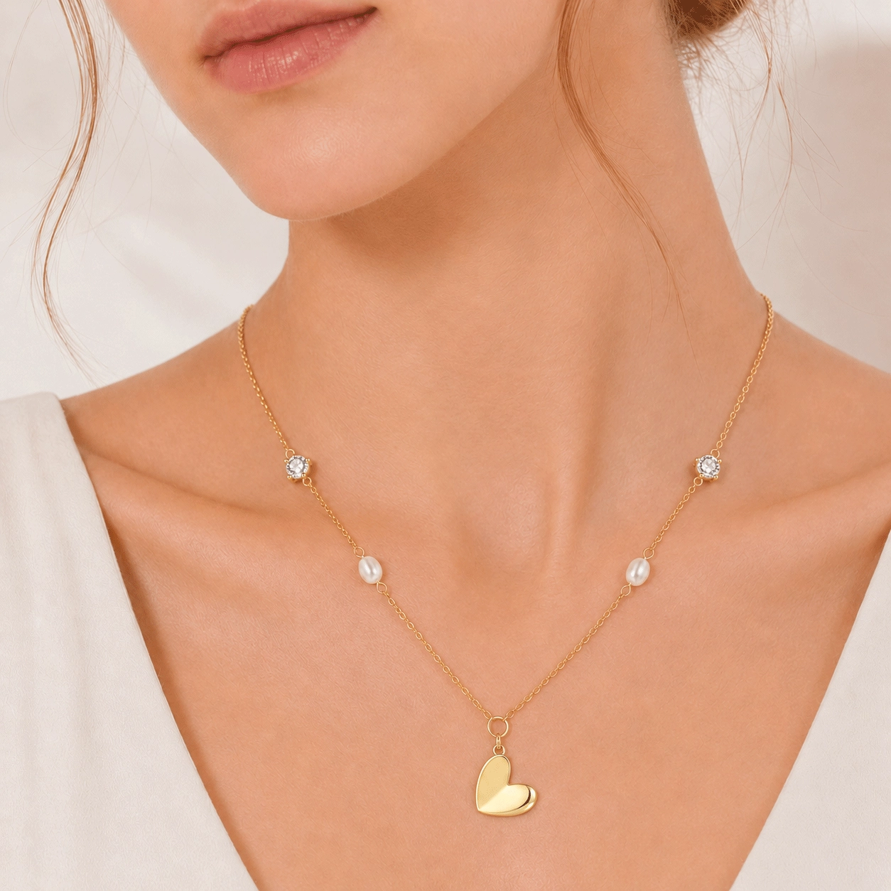 custom-plating-pearl-heart-necklace - Zhefan Jewelry