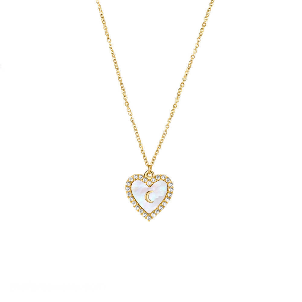 Customized 18K Gold-Plated Mother of Pearl Necklace with Zirconia 1 - Zhefan Jewelry