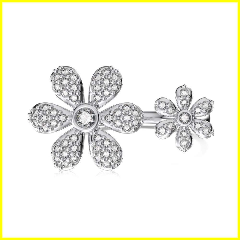 Daisy Flower Adjustable Ring - Elegant Floral Design in 925 Silver 4 - Zhefan Jewelry