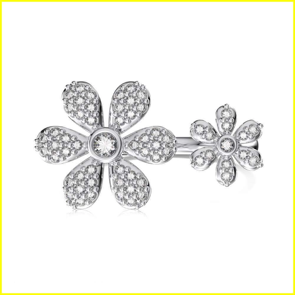 Daisy Flower Adjustable Ring - Elegant Floral Design in 925 Silver 4 - Zhefan Jewelry