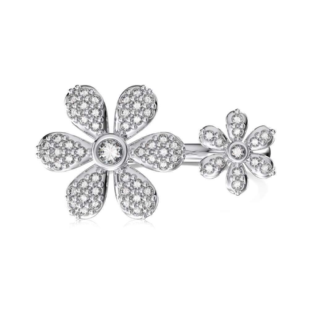 Daisy Flower Adjustable Ring - Elegant Floral Design in 925 Silver 4