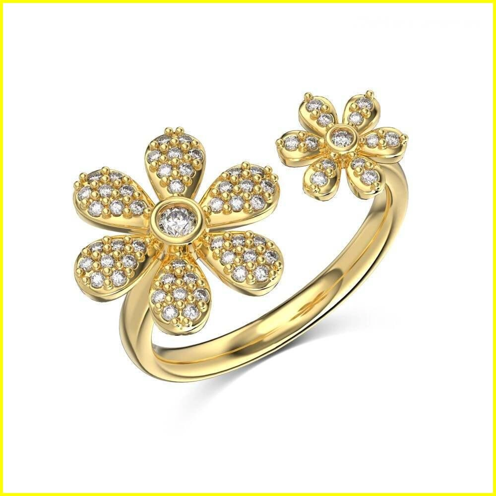 Daisy Flower Adjustable Ring - Elegant Floral Design in 925 Silver 5 - Zhefan Jewelry