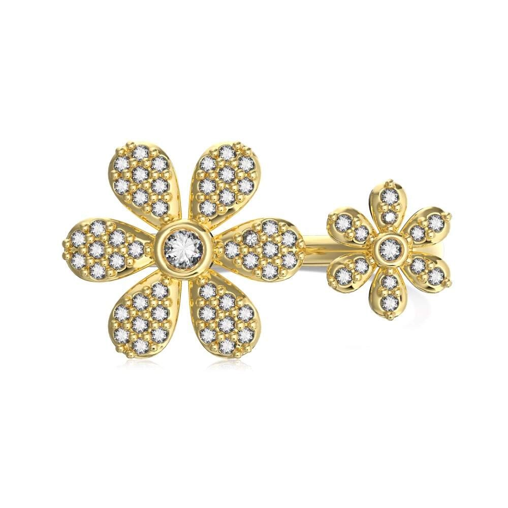Daisy Flower Adjustable Ring - Elegant Floral Design in 925 Silver 6