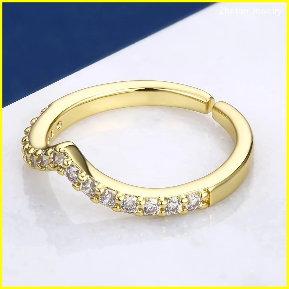Danity Channel Setting Geometric Stackable Rings 2 - Zhefan Jewelry