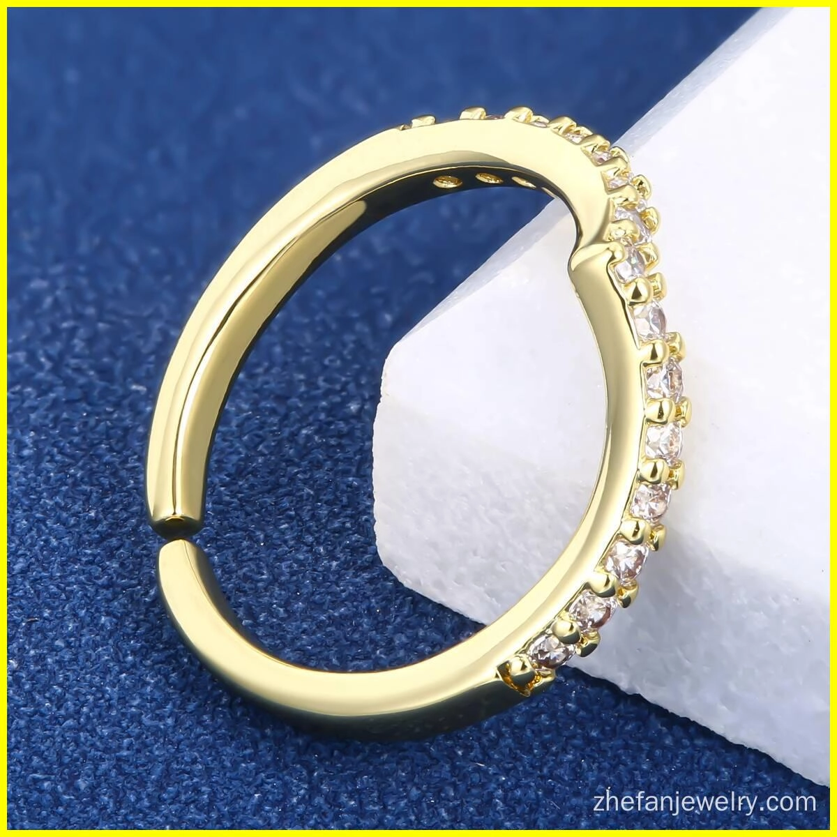 Danity Channel Setting Geometric Stackable Rings 4 - Zhefan Jewelry