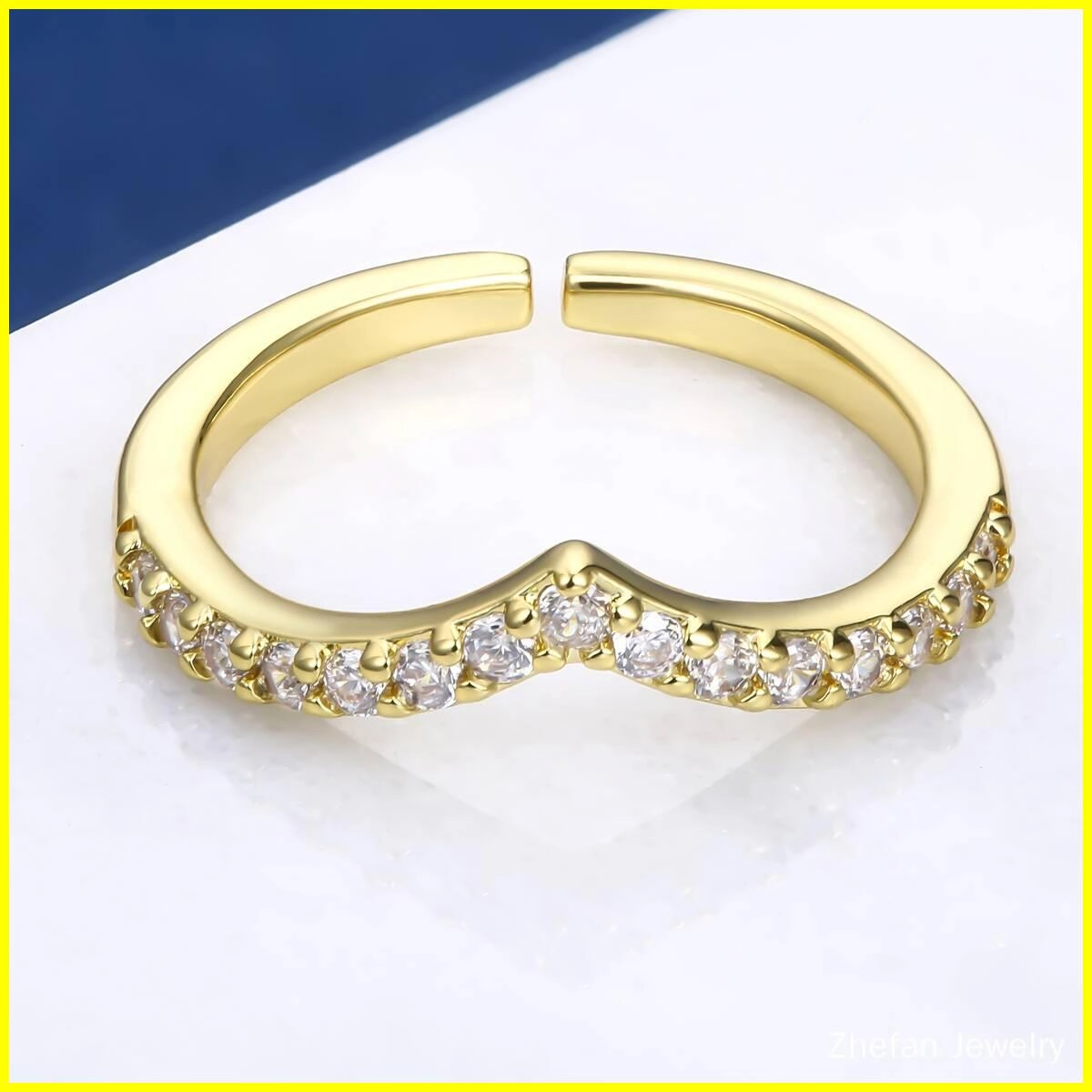Danity Channel Setting Geometric Stackable Rings 6 - Zhefan Jewelry