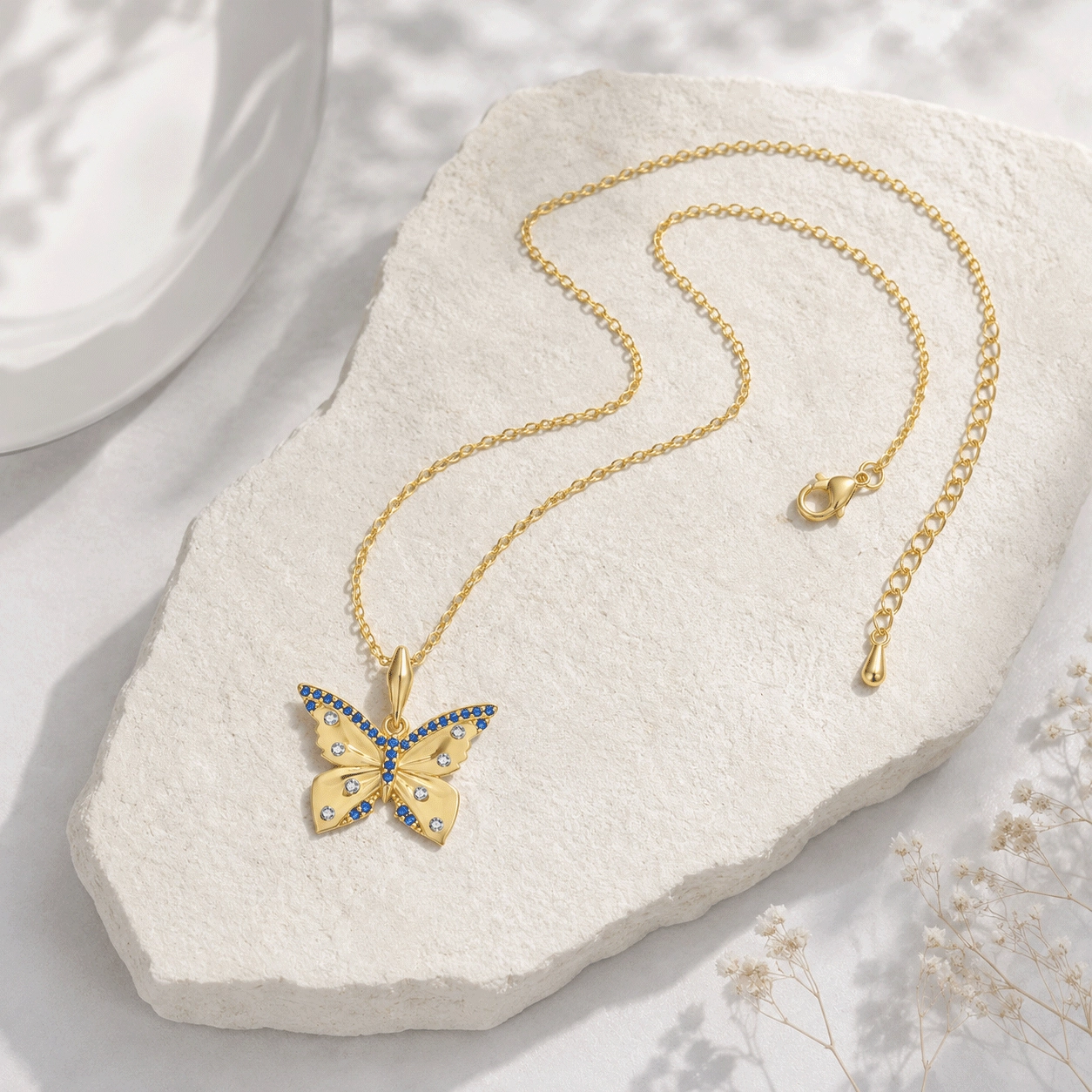 gold-vermeil-butterfly-pendant-necklace-wholesale-display - Zhefan Jewelry