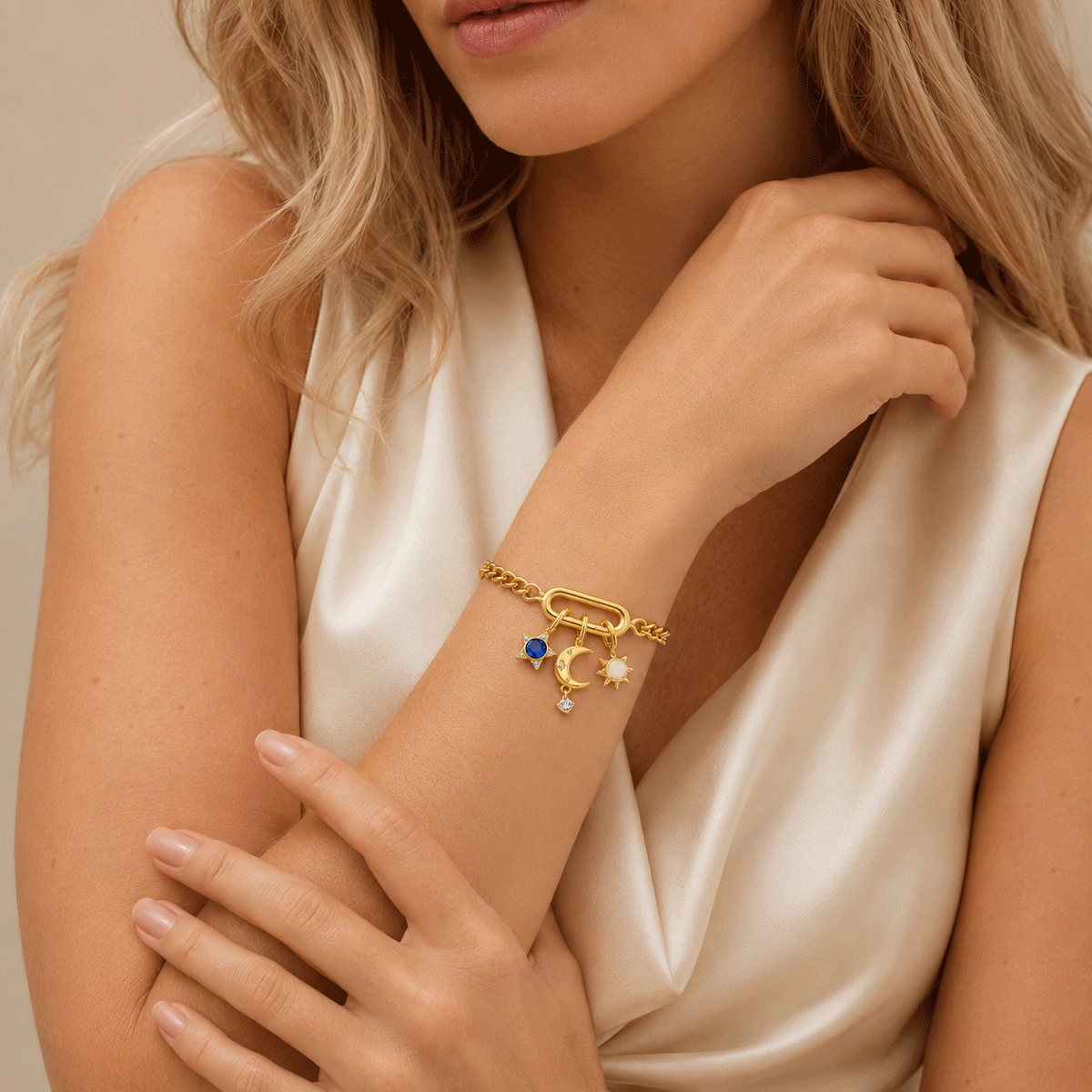 Gold-Vermeil-Celestial-Star-Charm-Bracelet