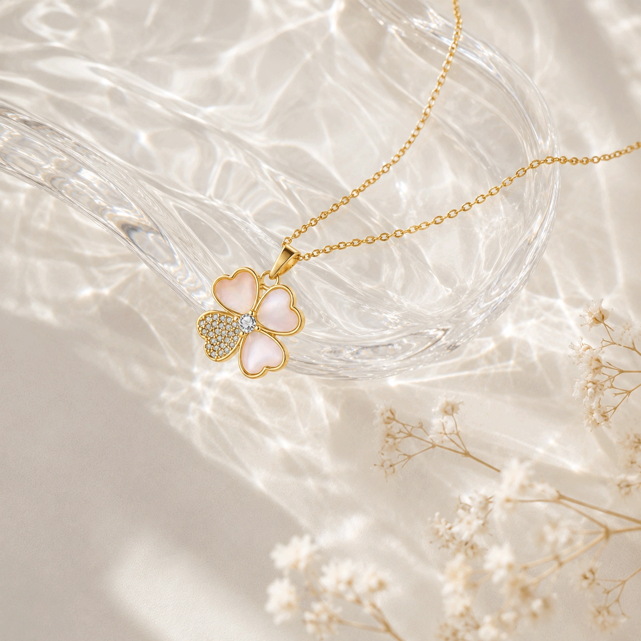 gold-vermeil-clover-pendant-front-view - Zhefan Jewelry