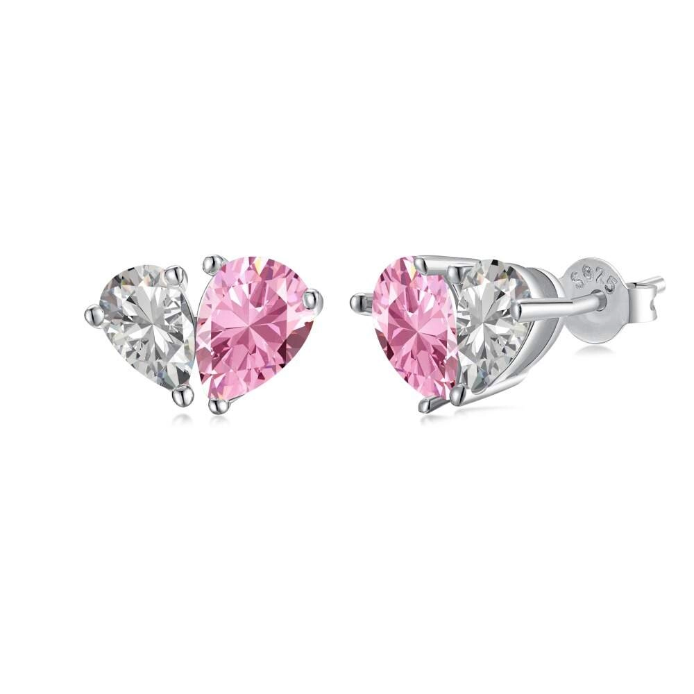 Heart Jewelry Sets with White Pink Zircon 7