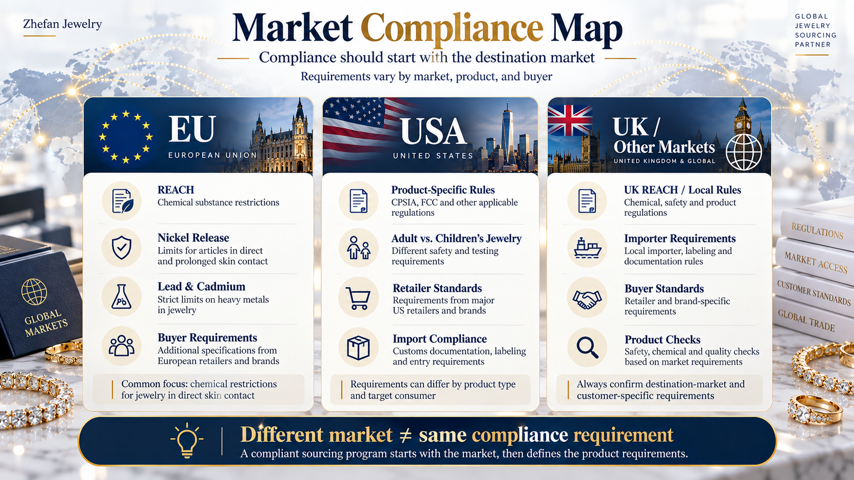 Jewelry market compliance requirements for EU USA and UK Jewelry market compliance requirements for EU USA and UK
