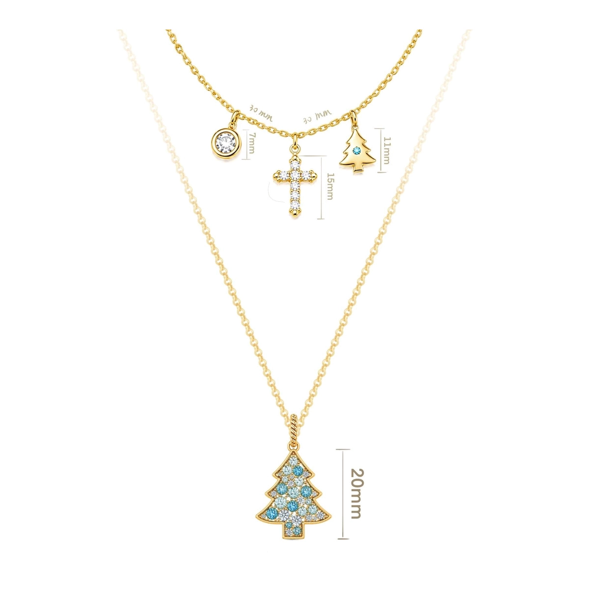 Custom silver necklace with Christmas tree cross and round charm elements for festive jewelry collections - Zhefan Jewelry