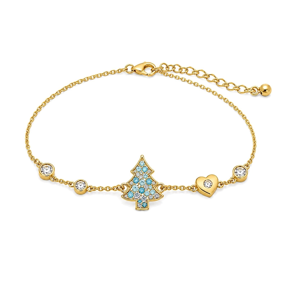 Gold Vermeil Jewelry Supplier - Zhefan Jewelry Gold Vermeil Jewelry Supplier Christmas tree bracelet with cubic zirconia and heart charm accents - Zhefan Jewelry