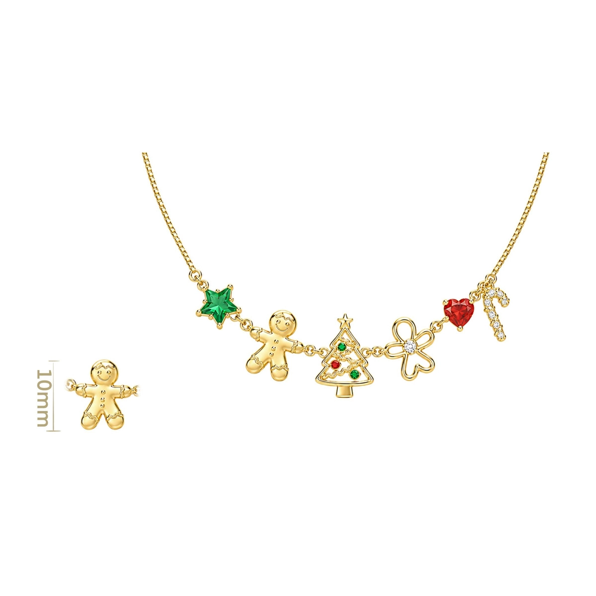 Custom Christmas jewelry with holly Christmas tree gingerbread and festive charm designs
