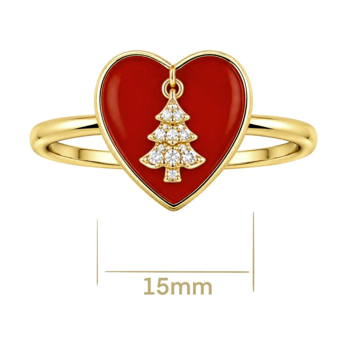 christmas ring - Zhefan Jewelry Christmas ring with heart and Christmas tree design for coordinated seasonal jewelry collections - Zhefan Jewelry