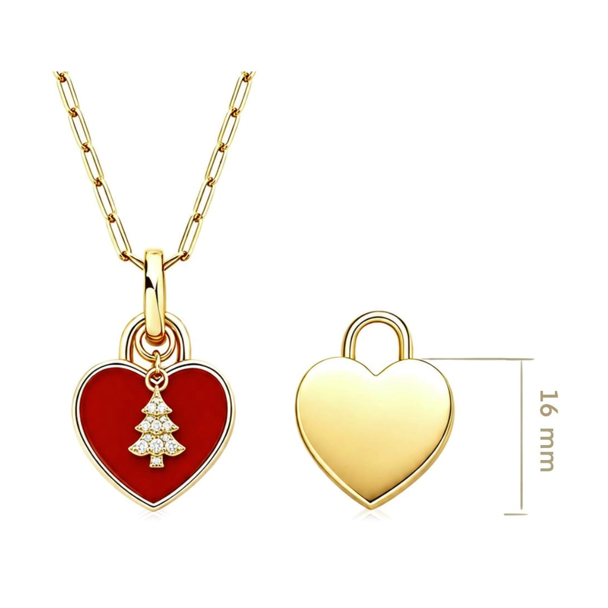 Red heart necklace for Christmas and holiday jewelry collections with coordinated heart designs - Zhefan Jewelry