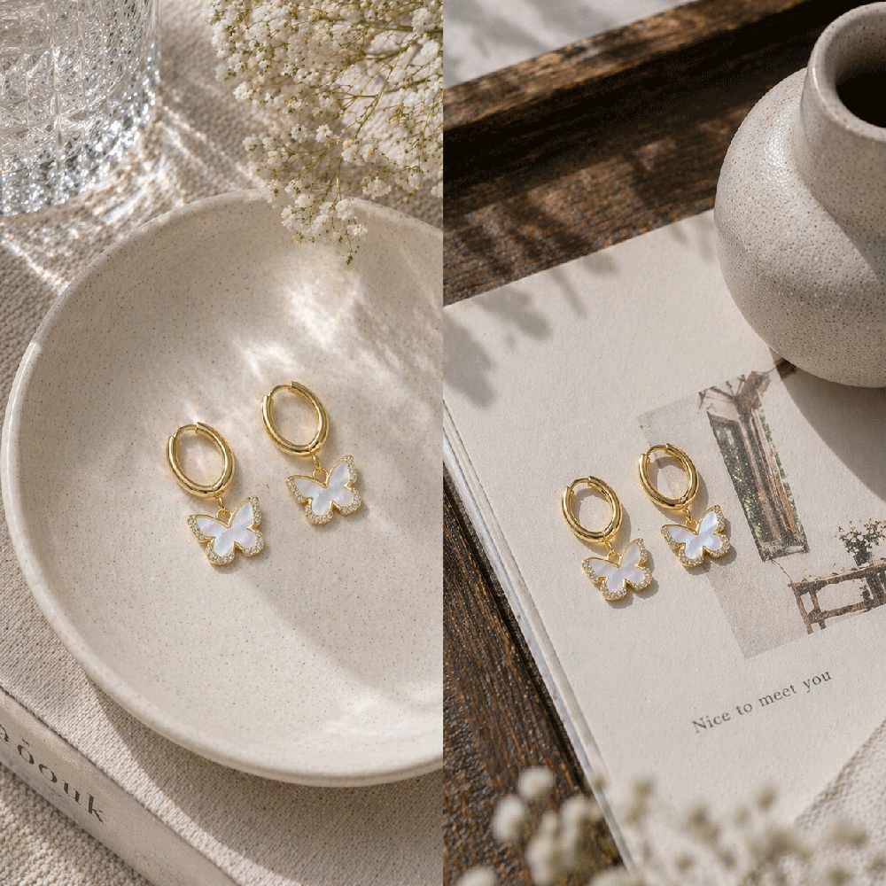 Mother of pearl butterfly earrings