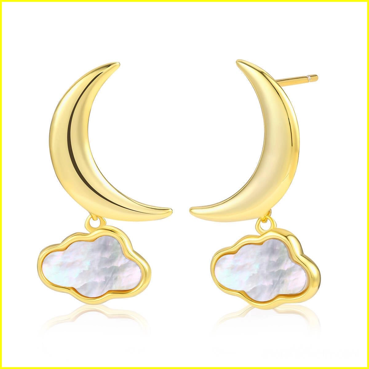 Mother of Pearl Stud Earrings - 18K Gold Plated 1 - Zhefan Jewelry