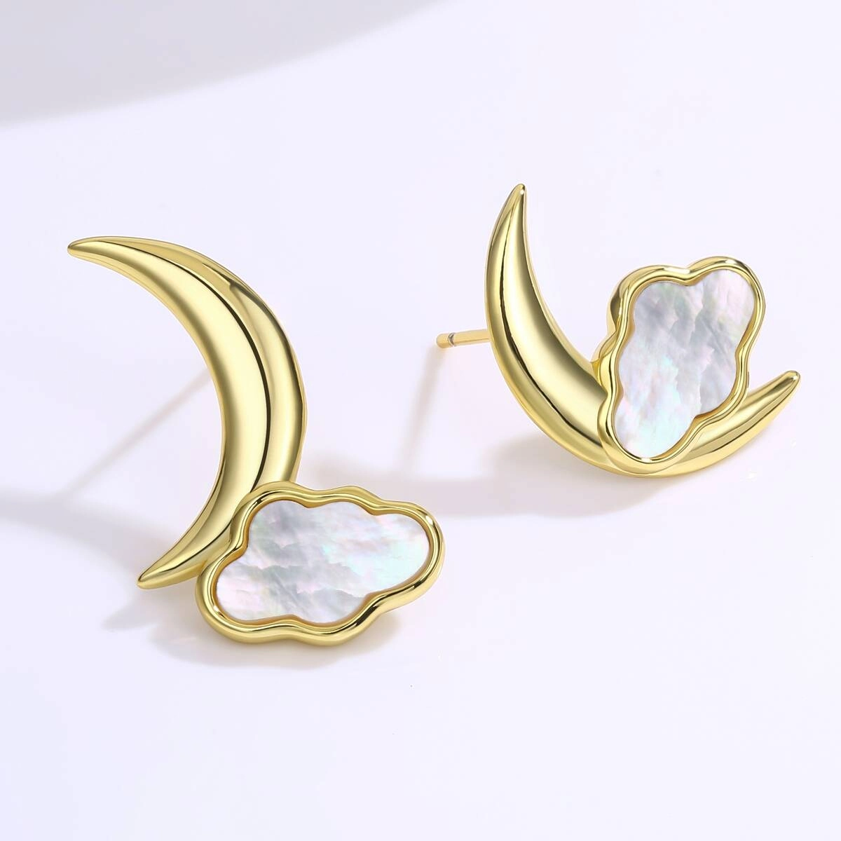 Mother of Pearl Stud Earrings - 18K Gold Plated 5 - Zhefan Jewelry Mother of Pearl Stud Earrings - 18K Gold Plated 5 - Zhefan Jewelry