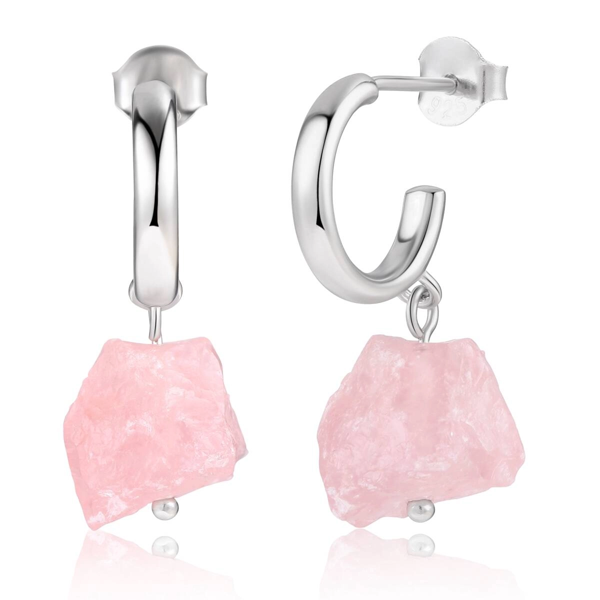 Natural Rose Quartz Stone Earrings | Handcrafted Gemstone Jewelry 1 - Zhefan Jewelry