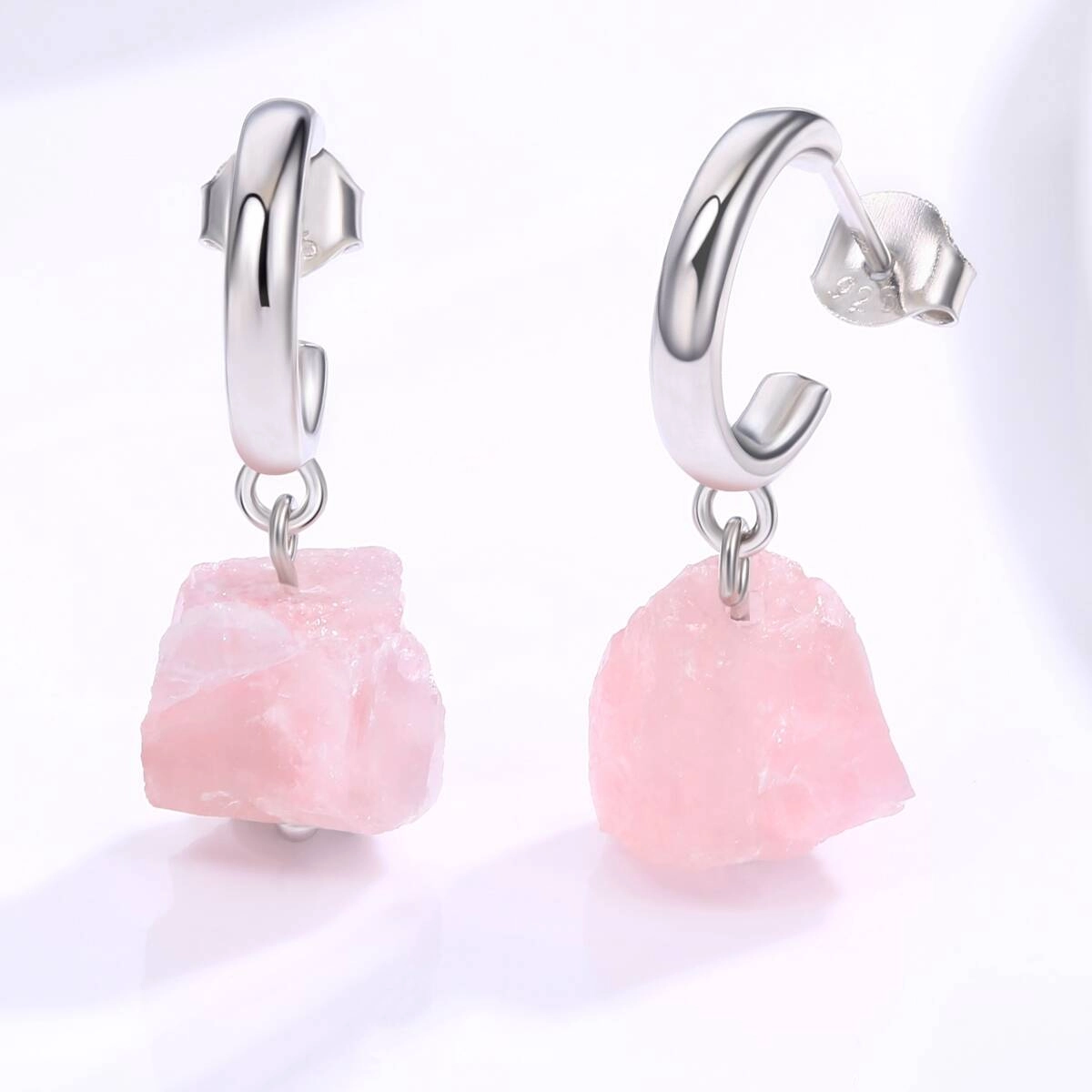 Natural Rose Quartz Stone Earrings | Handcrafted Gemstone Jewelry 2 - Zhefan Jewelry Natural Rose Quartz Stone Earrings | Handcrafted Gemstone Jewelry 2 - Zhefan Jewelry
