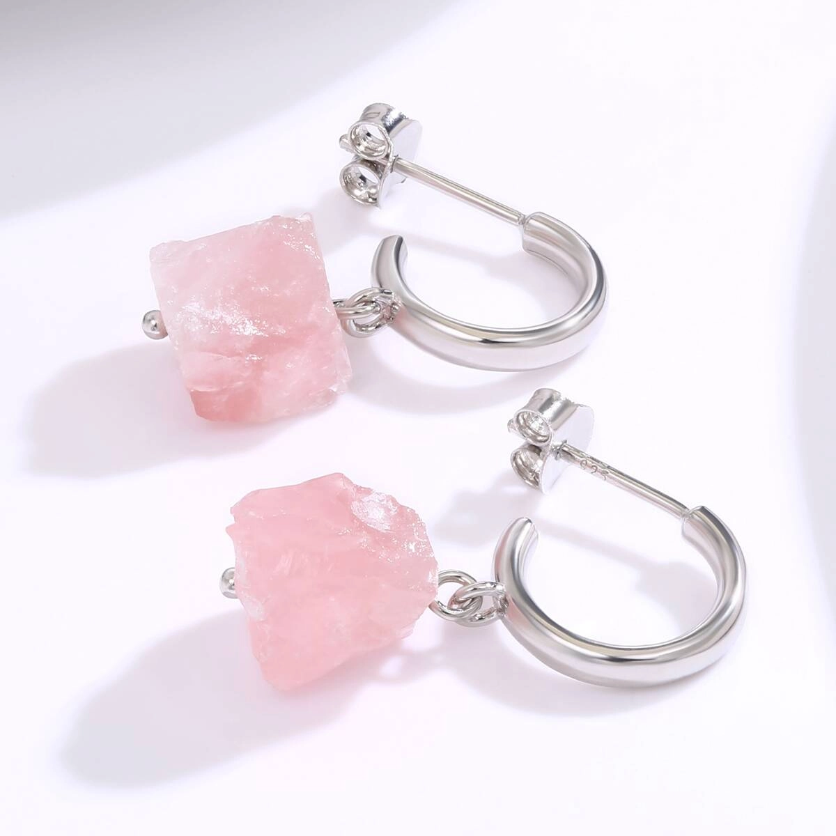 Natural Rose Quartz Stone Earrings | Handcrafted Gemstone Jewelry 3 - Zhefan Jewelry Natural Rose Quartz Stone Earrings | Handcrafted Gemstone Jewelry 3 - Zhefan Jewelry