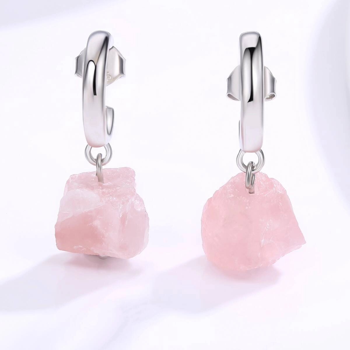 Natural Rose Quartz Stone Earrings | Handcrafted Gemstone Jewelry 4 - Zhefan Jewelry Natural Rose Quartz Stone Earrings | Handcrafted Gemstone Jewelry 4 - Zhefan Jewelry