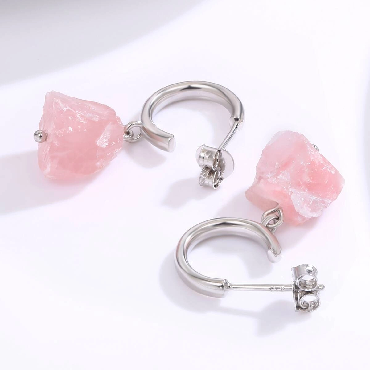 Natural Rose Quartz Stone Earrings | Handcrafted Gemstone Jewelry 5 - Zhefan Jewelry Natural Rose Quartz Stone Earrings | Handcrafted Gemstone Jewelry 5 - Zhefan Jewelry