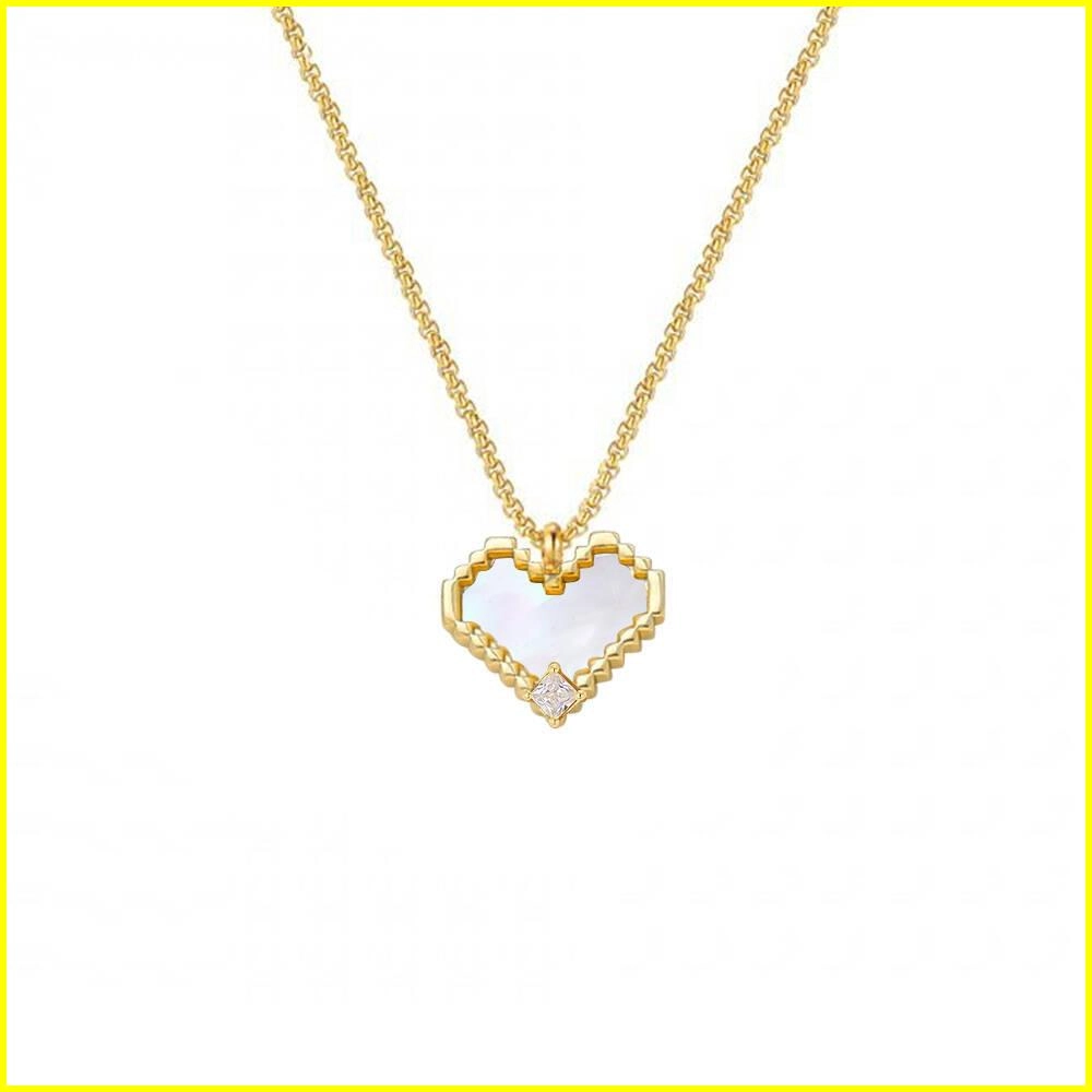 New Design Mother of Pearl Heart Necklace with Zircon 1 - Zhefan Jewelry