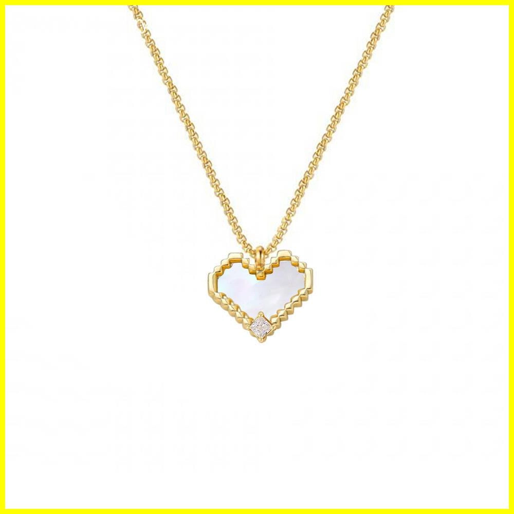New Design Mother of Pearl Heart Necklace with Zircon 1 - Zhefan Jewelry