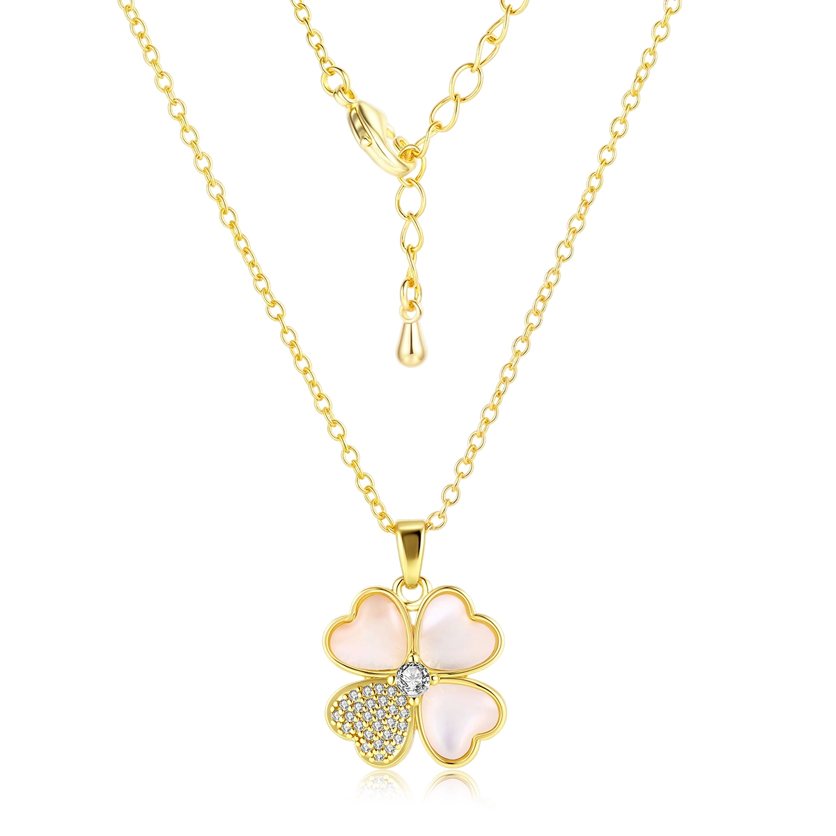 OEM Gold Vermeil Mother of Pearl Four Leaf Clover Necklace Manufacturer - Zhefan Jewelry OEM Gold Vermeil Mother of Pearl Four Leaf Clover Necklace Manufacturer - Zhefan Jewelry