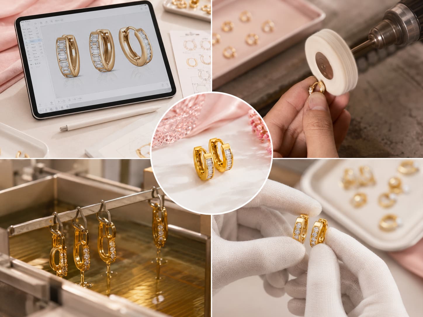 OEM ODM production process for custom brass huggie earrings